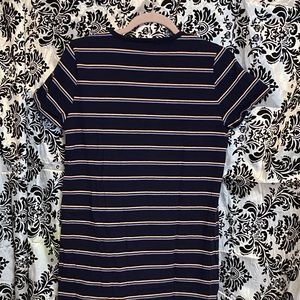 J Crew t-shirt dress, navy with pink stripes